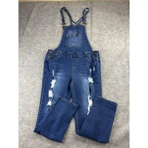 Jack David Womens 20 Utility Overalls Denim Distressed Farmer Functional Classic